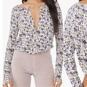 Free People Kaiya Lot of Bodysuit Floral Long Sleeve Top